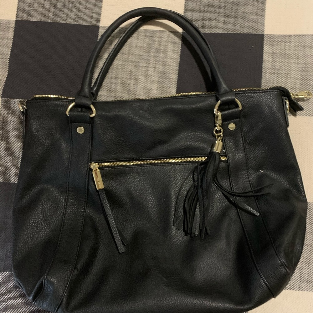 Steve Madden faux leather large zipper bag.